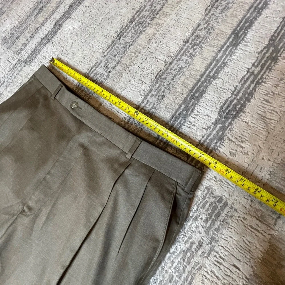 Vintage Brooks Brothers Mens 38x28 Pleated Wool Trousers Olive Brown Made Canada